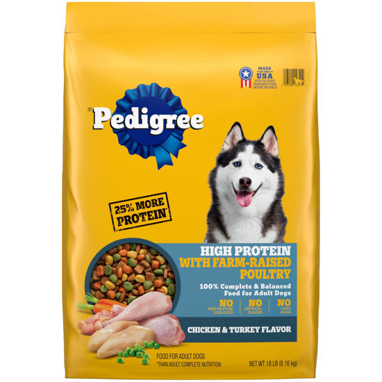 Picture of Pedigree High Protein Adult Dry Dog Food, Chicken and Turkey Flavor, 18 lb. Bag