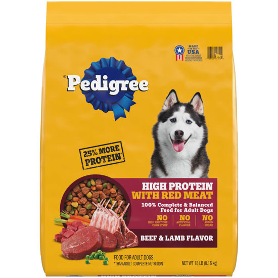 Picture of Pedigree High Protein Adult Dry Dog Food, Beef and Lamb Flavor, 18 lb. Bag