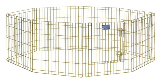 Picture of MidWest Homes for Pets Foldable Metal Dog Exercise Pen / Pet Playpen, Gold zinc w/ door, 24'W x 24'H