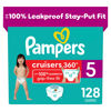 Picture of Pampers Cruisers 360 Diapers - Size 5, One Month Supply (128 Count), Pull-On Disposable Baby Diapers, Gap-Free Fit