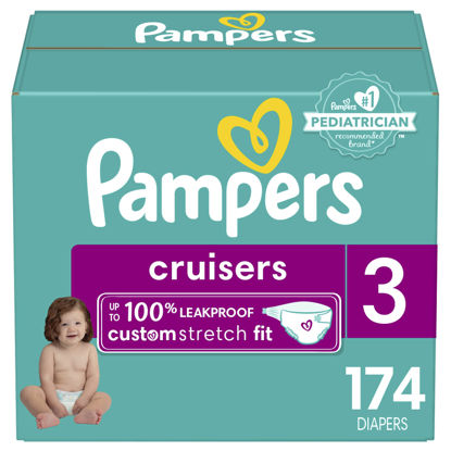 Picture of Pampers Cruisers Diapers - Size 3, One Month Supply (174 Count), Disposable Active Baby Diapers with Custom Stretch