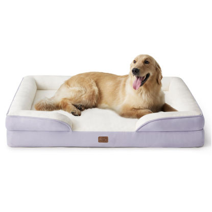 Picture of Bedsure Orthopedic Dog Bed for Extra Large Dogs - XL Plus Waterproof Dog Sofa Beds, Supportive Foam Pet Couch Bed with Removable Washable Cover, Waterproof Lining and Nonskid Bottom, Lavender