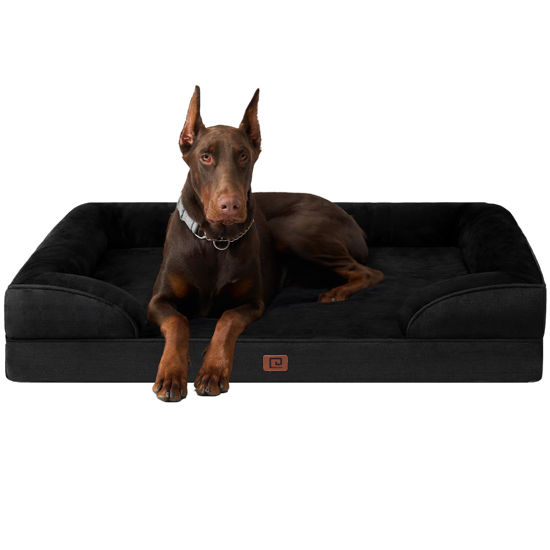 Picture of EHEYCIGA Orthopedic XL Dog Beds, Waterproof Memory Foam Dog Bed for Extra Large Dogs, Non-Slip Bottom and Egg-Crate Foam Big Dog Couch Bed with Washable Removable Cover, Black