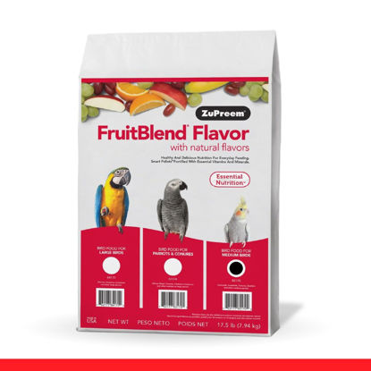 Picture of ZuPreem FruitBlend Flavor Pellets Bird Food for Parrots and Conures, 17.5 lb - Daily Blend Made in USA for Caiques, African Greys, Senegals, Amazons, Eclectus, Small Cockatoos