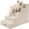 Picture of EHEYCIGA Dog Stairs for High Bed 25”H, 5-Step Extra Wide Dog Steps for Bed, Pet Steps for Small Dogs and Cats, Non-Slip Balanced Dog Indoor Ramp, Beige