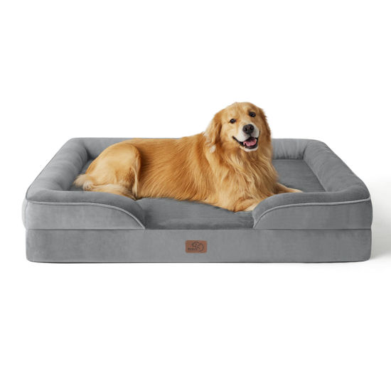 Picture of Bedsure Orthopedic Dog Bed for Extra Large Dogs - XL Plus Waterproof Dog Sofa Beds, Supportive Foam Pet Couch Bed with Removable Washable Cover, Waterproof Lining and Nonskid Bottom, Grey