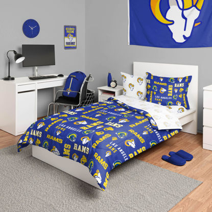 Picture of FOCO Los Angeles Rams NFL Team Color Bed In a Bag Comforter Bedding 5 Piece Full Set