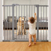 Picture of BABELIO 36 Inch Tall Metal Baby Gate, 29-48" Auto Close Pressure Mounted Dog Gate for Stairs、Doorways & Hallway, Protector Basics Easy Walk Thru Pet Gate, Child Gate with 4*Wall Cups,Gray