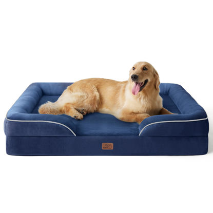 Picture of Bedsure Orthopedic Dog Bed for Extra Large Dogs - XL Plus Waterproof Dog Sofa Beds, Supportive Foam Pet Couch Bed with Removable Washable Cover, Waterproof Lining and Nonskid Bottom, Navy Blue