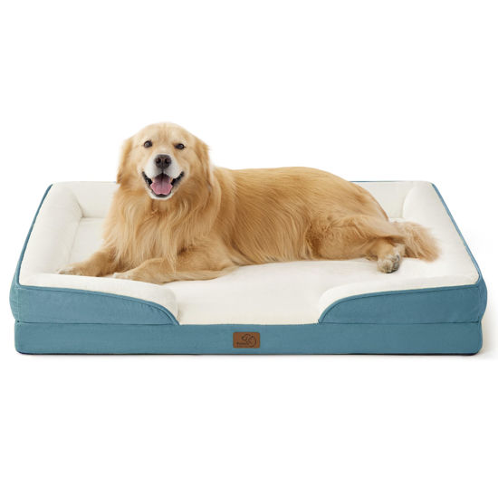 Picture of Bedsure Orthopedic Dog Bed for Extra Large Dogs - XL Plus Waterproof Dog Sofa Beds, Supportive Foam Pet Couch Bed with Removable Washable Cover, Waterproof Lining and Nonskid Bottom, Blue