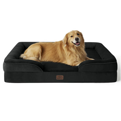 Picture of Bedsure Orthopedic Dog Bed for Extra Large Dogs - XL Plus Waterproof Dog Sofa Beds, Supportive Foam Pet Couch Bed with Removable Washable Cover, Waterproof Lining and Nonskid Bottom, Black