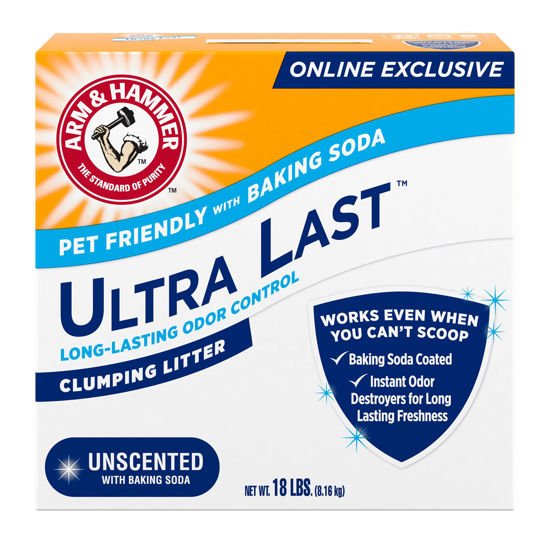 Picture of Arm & Hammer Arm Hammer Ultra Last Unscented Clumping Cat Litter, MultiCat 18lb, Pet Friendly with Baking Soda