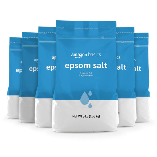 Picture of Amazon Basics Epsom Salt Soak, Magnesium Sulfate USP, 3 Pound, 6-Pack