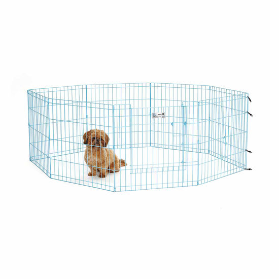 Picture of MidWest Homes for Pets Folding Metal Exercise Pen / Pet Playpen, Blue,24"W x 24"H, 1-Year Manufacturer's Warranty