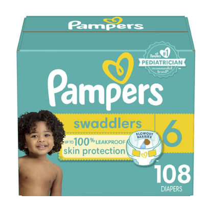 Picture of Pampers Swaddlers Diapers - Size 6, One Month Supply (108 Count), Ultra Soft Disposable Baby Diapers