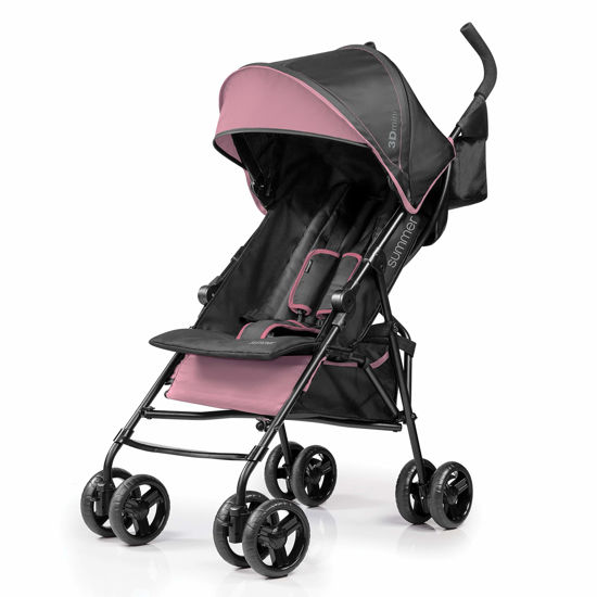 Picture of Summer Infant 3Dmini Convenience Stroller, Pink - Lightweight Stroller with Compact Fold, Multi-Position Recline, Canopy with Pop Out Sun Visor and More - Umbrella Stroller for Travel