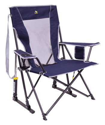 Picture of GCI Outdoor Comfort Pro Rocker Camping Chair | Portable Folding Rocking Chair with Durable Armrests & Drink Holder - Royal Blue