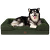 Picture of EHEYCIGA Orthopedic XL Dog Beds, Waterproof Memory Foam Dog Bed for Extra Large Dogs, Non-Slip Bottom and Egg-Crate Foam Big Dog Couch Bed with Washable Removable Cover, Dark Green