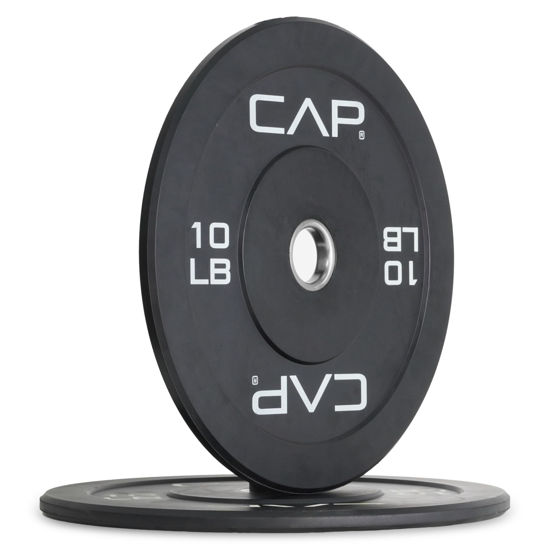 Picture of CAP Barbell Budget Olympic Bumper Plate Set with White Logo, Black, 10 lb Pair