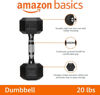 Picture of Amazon Basics Rubber Encased Exercise & Fitness Hex Dumbbell, Hand Weight for Strength Training, 20 lb, Black & Silver