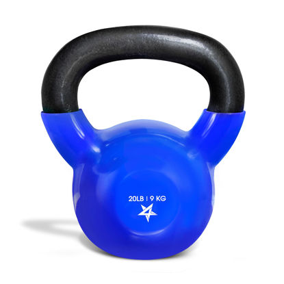 Picture of Yes4All 20 lb Kettlebell Vinyl Coated Cast Iron - Great for Dumbbell Weights Exercises, Hand and Heavy Weights for Gym, Fitness, Full Body Workout Equipment Push up, Grip Strength Training, Blue