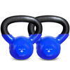 Picture of Yes4All 10 lb - Pair Kettlebell Vinyl Coated Cast Iron - Great for Dumbbell Weights Exercises, Hand and Heavy Weights for Full Body Workout Equipment Push up, Grip Strength Training, Blue