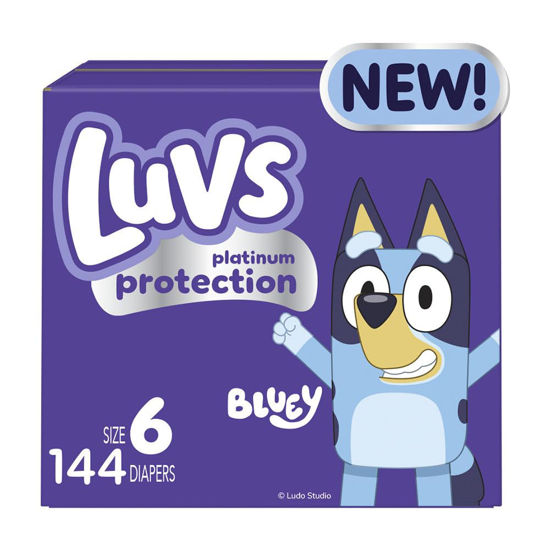 Picture of Luvs Platinum Protection Bluey Baby Diapers - Size 6, 144 Count, Disposable Baby Diapers (Packaging May Vary)