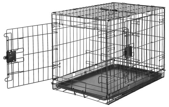 Picture of Amazon Basics Durable,Foldable Metal Wire Dog Crate with Tray, Double Door, 30 Inches, Black