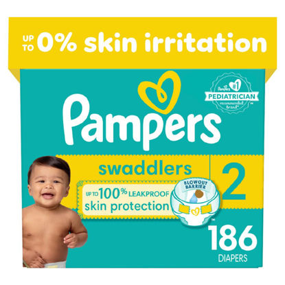 Picture of Pampers Swaddlers Diapers - Size 2, One Month Supply (186 Count), Ultra Soft Disposable Baby Diapers