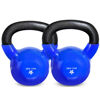 Picture of Yes4All 20 lb - Pair Kettlebell Vinyl Coated Cast Iron - Great for Dumbbell Weights Exercises, Hand and Heavy Weights for Full Body Workout Equipment Push up, Grip Strength Training, Bluee