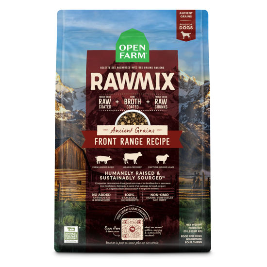 Picture of Open Farm RawMix Ancient Grains Front Range Recipe for Dogs, includes Kibble, Bone Broth, and Freeze Dried Raw, Inspired by The Wild, Humanely Raised Protein and Non-GMO Fruits and Veggies, 20 lb