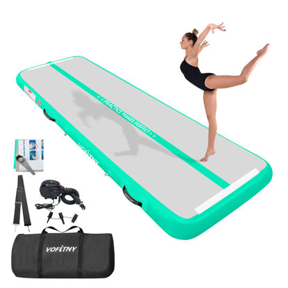 Picture of 6.6 ft VOFiTNY Inflatable Gym Mats 4'' Thick Air Mat Tumble Track for home/gymnastics/cheer/tumbling Green