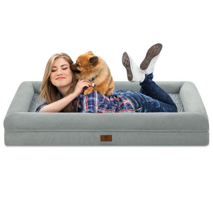 Picture of Yiruka Jumbo Dog Beds, Orthopedic Dog Bed, Washable Dog Bed with [Removable Bolster], Waterproof Dog Bed with Nonskid Bottom, Doggy Bed, Dog Beds for Large Dogs