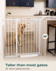 Picture of Cumbor 36" Extra Tall Baby Gate for Stairs, 29.7-57" Extra Wide Dog Gate for Doorways Hallways, Pressure Mounted Child Gate for Wide Opening, Auto Close Personal Safety for Babies and Pets, White