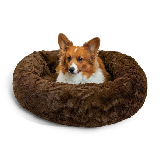 Picture of Best Friends by Sheri The Original Calming Donut Cat and Dog Bed in Lux Fur Dark Chocolate, Medium 30"