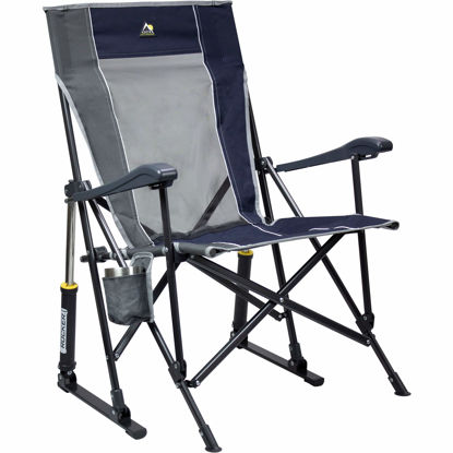 Picture of GCI Outdoor Roadtrip Rocker Camping Chair | Portable, Folding Rocking Chair with Solid, Durable Armrests, Drink Holder & Comfortable Extended Backrest - Midnight