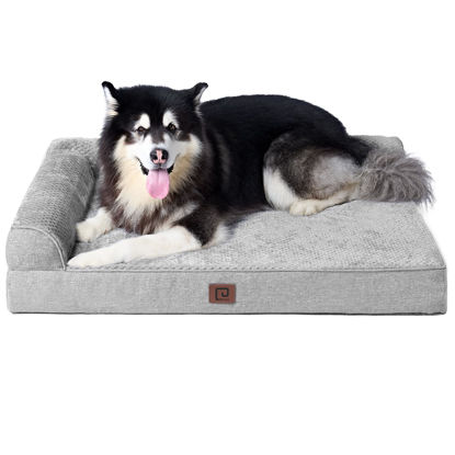 Picture of EHEYCIGA Memory Foam Orthopedic XXL Dog Bed, Washable Dog Bed with Waterproof Lining Removable Cover, Extra Large Giant Dog Bed Sofa with Nonskid Bottom Pet Couch Bed, 48x36 Inches, Grey