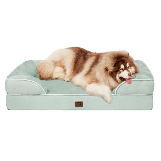 Picture of EHEYCIGA Orthopedic Dog Beds for Extra Large Dogs, Waterproof Memory Foam XXL Dog Bed with Sides, Non-Slip Bottom and Egg-Crate Foam Big Dog Couch Bed with Washable Removable Cover, Sage Green