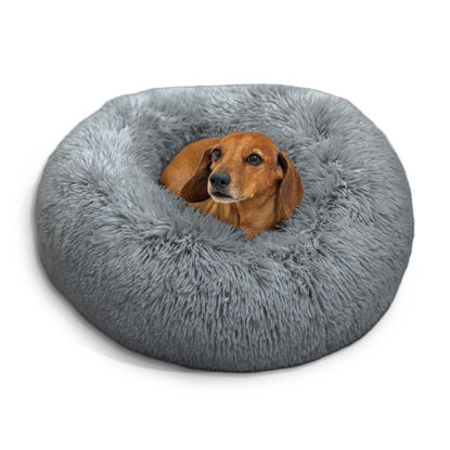 Picture of Best Friends by Sheri The Original Calming Donut Cat and Dog Bed in Shag Fur Gray, Small 23"