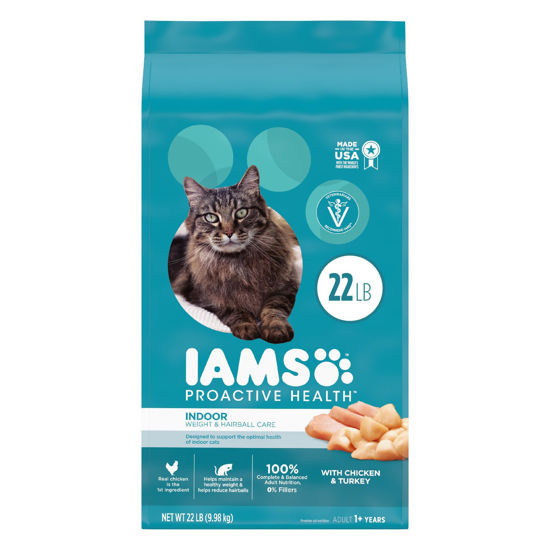 Picture of IAMS Proactive Health Indoor Weight Control & Hairball Care Adult Dry Cat Food with Chicken & Turkey, 22 lb. Bag