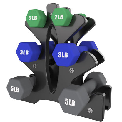 Picture of Portzon Weights Dumbbells Set with Various Color and Weights and Compatible, 1-15 LB, Anti-Slip, Anti-roll, Hex Shape