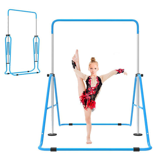 Picture of ZUETK Expandable Gymnastics Bar for Kids, Adjustable Height Junior Training Kip Bar, Folding Gymnastic Horizontal Bars Monkey Bar, Home Gym Equipment for Kid Gymnasts, Child, Girl, Boy