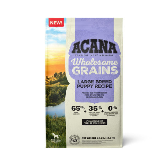 Picture of ACANA Wholesome Grains Dry Dog Food, Large Breed Puppy Recipe, Chicken Dog Food, 22.5lb