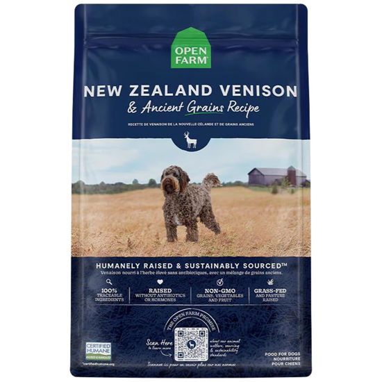 Picture of Open Farm Ancient Grains Dry Dog Food, Humanely Raised Meat Recipe with Wholesome Grains and No Artificial Flavors or Preservatives (New Zealand Venison Ancient Grain, 22 Pound (Pack of 1))