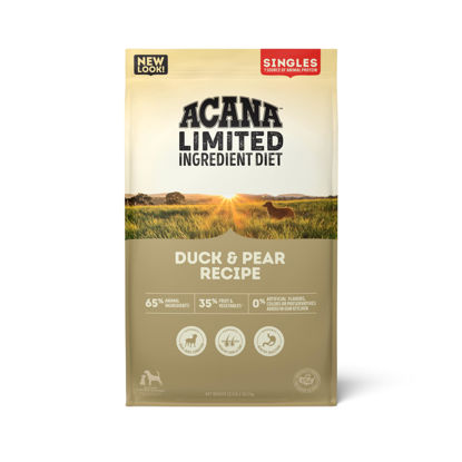 Picture of ACANA Singles Limited Ingredient Dry Dog Food, Duck & Pear Recipe, Single Protein Source Dog Food Kibble, 22.5lb