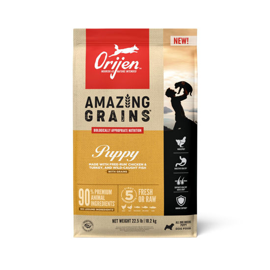 Picture of ORIJEN AMAZING GRAINS Puppy Dry Dog Food, High Protein Dog Food for Puppies, Fresh or Raw Ingredients, 22.5lb