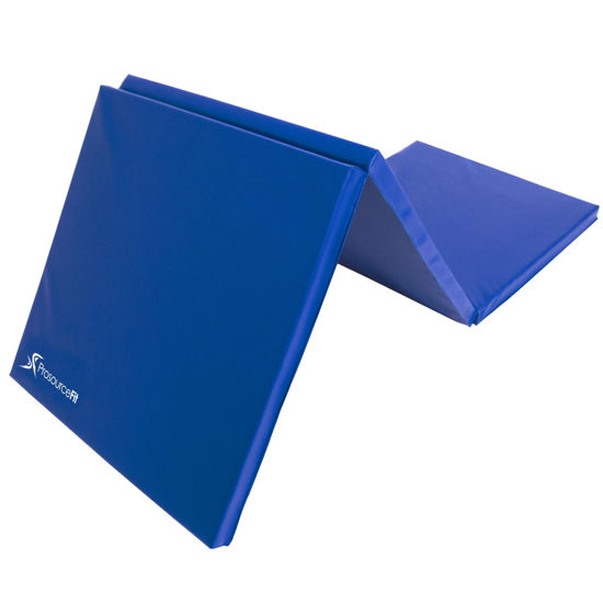 Picture of ProsourceFit Tri-Fold Folding Thick Exercise Mat 6’x2’ with Carrying Handles for MMA, Gymnastics Core Workouts, Blue