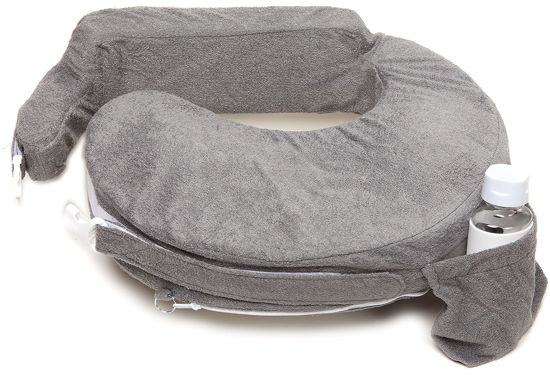 Picture of My Brest Friend Nursing Pillow - Deluxe - Enhanced Comfort w/ Slipcover - Ergonomic Breastfeeding Pillow For Ultimate Support For Mom & Baby - Adjustable Pillow W/ Handy Side Pocket, Evening Grey