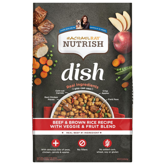 Picture of Rachael Ray Nutrish Dish Premium Natural Dry Dog Food with Added Vitamins, Minerals & Taurine, Beef & Brown Rice Recipe with Veggies, Fruit & Chicken, 23 Pound Bag