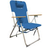 Picture of Caribbean Joe Folding Beach Chair, 4 Position Portable Backpack Foldable Camping Chair with Headrest, Cup Holder, and Wooden Armrests, Blue